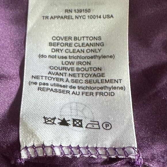 The Row Hidden Placket Mandarin Collar 100% Silk Blouse | Plum | Rare - Picture 6 of 6